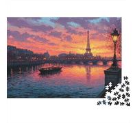 La Torre de Hierro al Crepúsculo Puzzle El Paisaje Rompecabezas Desafiante - 1000 Piezas, Adultos, Regalo, Juego Familiar, Decoración del Hogar 38x26cm/1000pcs