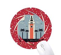 La Torre del reloj de Hong Kong Wheel mouse pad de goma roja redonda