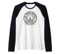 La Torre Eiffel Desde 1889 París Francia Negro Imprimir Camiseta Manga Raglan