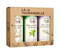 La Tourangelle® | Aceite de colza con ajo, aceite de colza y albahaca | Aceite de Colza, Tomillo y Romero | Caja de regalo de aceite de colza para condimentos de cocina - 3 x 250 ml.