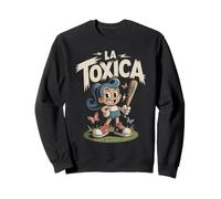 La Toxica Dibujo Animado Retro Divertido Estilo Latino Béisb Sudadera