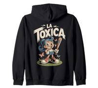 La Toxica Dibujo Animado Retro Divertido Estilo Latino Béisb Sudadera con Capucha