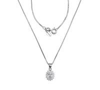 LA TRIADE STUDIO - Collar de mujer de plata de ley 925 adornado con una elegante piedra de color enmarcada con circonitas blancas brillantes, elegancia refinada, mediano, Plata esterlina, Circonia