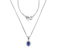 LA TRIADE STUDIO - Collar de mujer de plata de ley 925 adornado con una elegante piedra de color enmarcada con circonitas blancas brillantes, elegancia refinada, mediano, Plata esterlina, Circonia