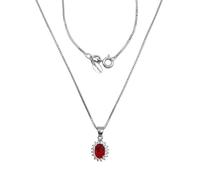 LA TRIADE STUDIO - Collar de mujer de plata de ley 925 adornado con una elegante piedra de color enmarcada con circonitas blancas brillantes, elegancia refinada, mediano, Plata esterlina, Circonia