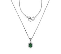 LA TRIADE STUDIO - Collar de mujer de plata de ley 925 adornado con una elegante piedra de color enmarcada con circonitas blancas brillantes, elegancia refinada, mediano, Plata esterlina, Circonia