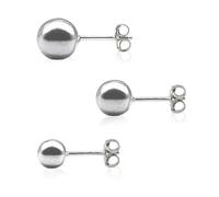 LA TRIADE STUDIO - Juego de 3 pares de pendientes de bola de plata 925 - Tres formas de luz, una esencia única de elegancia atemporal