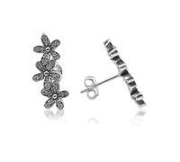 LA TRIADE STUDIO Pendientes de flor de plata 925 con circonitas, bañados en oro, oro rosa o rodio, cómplice discreto de cada estilo, desde la luz del día hasta la magia de una noche especial., 20 mm x