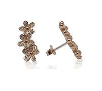 LA TRIADE STUDIO Pendientes de flor de plata 925 con circonitas, bañados en oro, oro rosa o rodio, cómplice discreto de cada estilo, desde la luz del día hasta la magia de una noche especial., 20 mm x