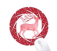 La UICN Animales en Peligro de extincion Rojo Ciervo Sika Wheel Mouse Pad de Goma roja Redonda