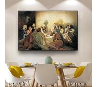 La Última Cena de Da Vinci famosa pintura sobre lienzo carteles religiosos de Jesús e impresiones cuadro de pared para decoración de sala de estar 42x60cm(18x24in)