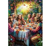 La Última Cena de Jesús Puzzles 300 Piezas Estera Portátil Pintura al óleo Animal-Planta Rompecabezas para Adultos Desafío Intelectual Aliviar Estrés Decoración Hogar 3D 300 PCS