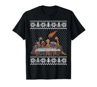 La última Cena Dinosaurio extinción Feo suéter de Navidad Camiseta