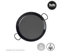 La Valenciana Paellera 34 cm – Acero inoxidable esmaltado, 2 asas de cerámica, inducción – Negro