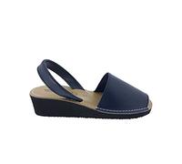 La Valenciana Sandalias unisex fabricadas en piel para verano tipo Menorquinas Cuña Marino - Color - Marino, Talla - 38