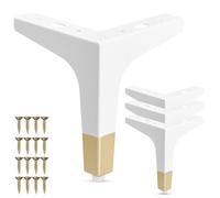La Vane - 5 patas de metal para muebles de 13 cm, juego de 4 - Patas modernas de diamante triangular blanco/dorado para muebles DIY, repuesto para armarios, sofás, aparadores, cómodas, renovación de