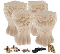 La Vane - Juego de 4 patas de madera para muebles de 25 cm, estilo europeo, talla de madera maciza, muebles, repuesto para decoración de sofá, armario, mesa, sofá biplaza