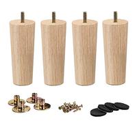 La Vane - Juego de 4 patas de madera para muebles, cónicas M8 de repuesto con perno de 0,79 cm, placa de montaje y tornillos, para sofá o armario otomano