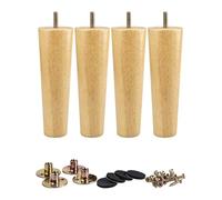 La Vane - Juego de 4 patas de madera para muebles, cónicas M8 de repuesto con perno de 0,79 cm, placa de montaje y tornillos, para sofá o armario otomano