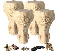 La Vane - Juego de 4 patas de madera para muebles de 10 cm, estilo europeo, talla de madera maciza, muebles, repuesto para decoración de sofá, armario, mesa, sofá biplaza