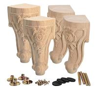 La Vane - Juego de 4 patas de madera para muebles de 20 cm, estilo europeo, talla de madera maciza, repuesto para decoración de sofá, armario, mesa, sofá biplaza