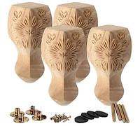 La Vane - Juego de 4 patas de madera para muebles de 25 cm, estilo europeo, talla de madera maciza, muebles, repuesto para decoración de sofá, armario, mesa, sofá biplaza