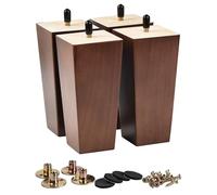 La Vane - Juego de 4 Patas de Muebles de Madera Maciza Cuadrada M8 Moderna de Mediados de Siglo con Perno preperforado de 1,6 cm y Placa de Montaje para sofá, sillón