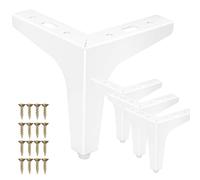 La Vane Juego de 4 patas de muebles de metal (10 cm de altura) blancas - Diseño de triángulo de diamante para armario, sofá, sillón y estantería | Patas de repuesto estables con tornillos | Montaje