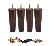 La Vane Patas de madera maciza de 10 cm para muebles (10 cm), patas de repuesto cónicas con acabado de nogal con rosca M8 y placas de montaje, juego de 4 para sofá, armario, otomana