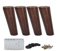 La Vane Patas de madera para muebles de 10 cm, 4 piezas de madera maciza oblicua de nogal con placa de montaje para sofá, armario, soporte de TV, sillón, L:1207060-02-10/J71
