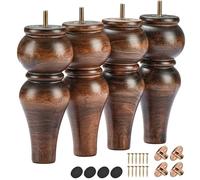La Vane Patas de madera para muebles de 20 cm, 4 patas de repuesto de eje de madera maciza esmaltada con perno M8 preperforado, placa de montaje y tornillos para sofá, sofá biplaza, armario otomano