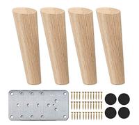 La Vane Patas de madera para muebles, juego de 4 patas de repuesto de madera maciza con placa de montaje y tornillos para sofá, TV, armario, cama, mesa de comedor