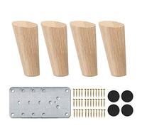 La Vane Patas de madera para muebles, juego de 4 patas de repuesto de madera maciza con placa de montaje y tornillos para sofá, TV, armario, cama, mesa de comedor