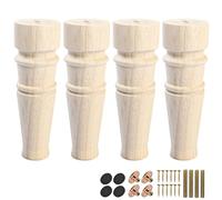 LA VANE Patas de madera sin pintar de 14 cm, 4 patas de madera maciza, sin terminar, talladas, patas de muebles, repuesto para sofá, cama, armario, silla