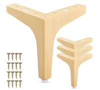 La Vane Patas de metal para muebles de 6 pulgadas, juego de 4 patas de esquina modernas triangulares de diamante de madera natural para gabinete, sofá, aparador, sofá, cambiador