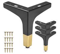 La Vane Patas de metal para muebles, juego de 4 patas de metal modernas de hierro y diamante, para muebles, reemplazo de bricolaje, color negro y dorado para armario, sofá, silla, otomana