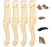 La Vane Patas de Muebles de Madera de 20 pulgadas / 50cm, Juego de 4 Pies de Repuesto para Muebles de Estilo Europeo de Madera Maciza Tallada Sin Acabar Decoración para Sofá Armario Guardarropa Mesa