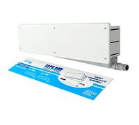 La ventilación FSPR65 caja predisposición instalaciones Easy Box con descarga de condensación reversible. Color blanco.