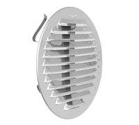La Ventilazione GINTU125R Rejilla de ventilación inoxidable 430 redonda universal con muelles y red antiinsectos, diámetro 150 mm
