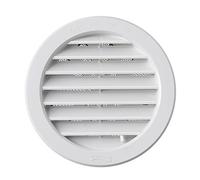La Ventilazione T12DRB, Rejilla de ventilación de plástico redondo empotrable, diámetro interno 121 mm, externo 150 mm, Blanco