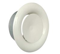 La Ventilazione VLVM100B - Válvula de paso de aire redonda para empotrar - Chapa de acero barnizada - Diámetro de la boquilla: 100 mm, color blanco