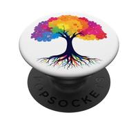 La vida colorida es realmente buena, raíces de arte de árbol únicas vintage PopSockets PopGrip Adhesivo