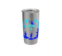 La vida comienza a 20 nudos Siluetas azul aguamarina Vaso térmico de acero inoxidable de doble pared