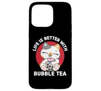 La vida de los gatos kawaii es mejor con Bubble Tea Kawaii Aesthetic Carcasa para iPhone 15 Pro Max