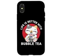 La vida de los gatos kawaii es mejor con Bubble Tea Kawaii Aesthetic Carcasa para iPhone X/XS