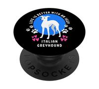 La Vida del Galgo Italiano es Mejor, White Iggy Dog PopSockets PopGrip Adhesivo