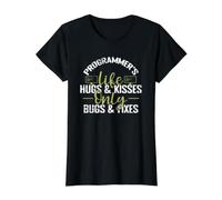 La Vida del Programador Abrazos y Besos Solo Errores y Correcciones Camiseta gráfica económica, Mujer, Negro, S