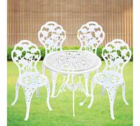 La Vida en Led Conjunto Mesa y Sillas Exterior y Jardín Muebles de Aluminio Blanco Alta Resistencia. Fabricación Artesanal Europea. (Mesa Jardín 2)