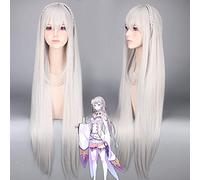 La vida en un mundo diferente de Zero Re: zero Kara Hajimeru Isekai Seikatsu Emilia Cosplay peluca gris larga trenza disfraz pelucas Anime