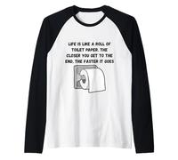 La Vida es como un Rollo de Papel higiénico. El cercano Humor Marquee Camiseta Manga Raglan